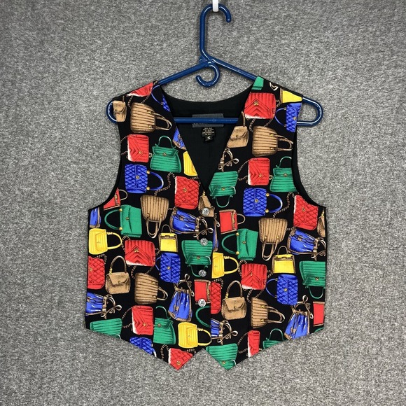 Joan Rivers Jackets & Blazers - Joan Rivers Classic collection Silk Vest Womens S Colorful Purse Pattern Handbag